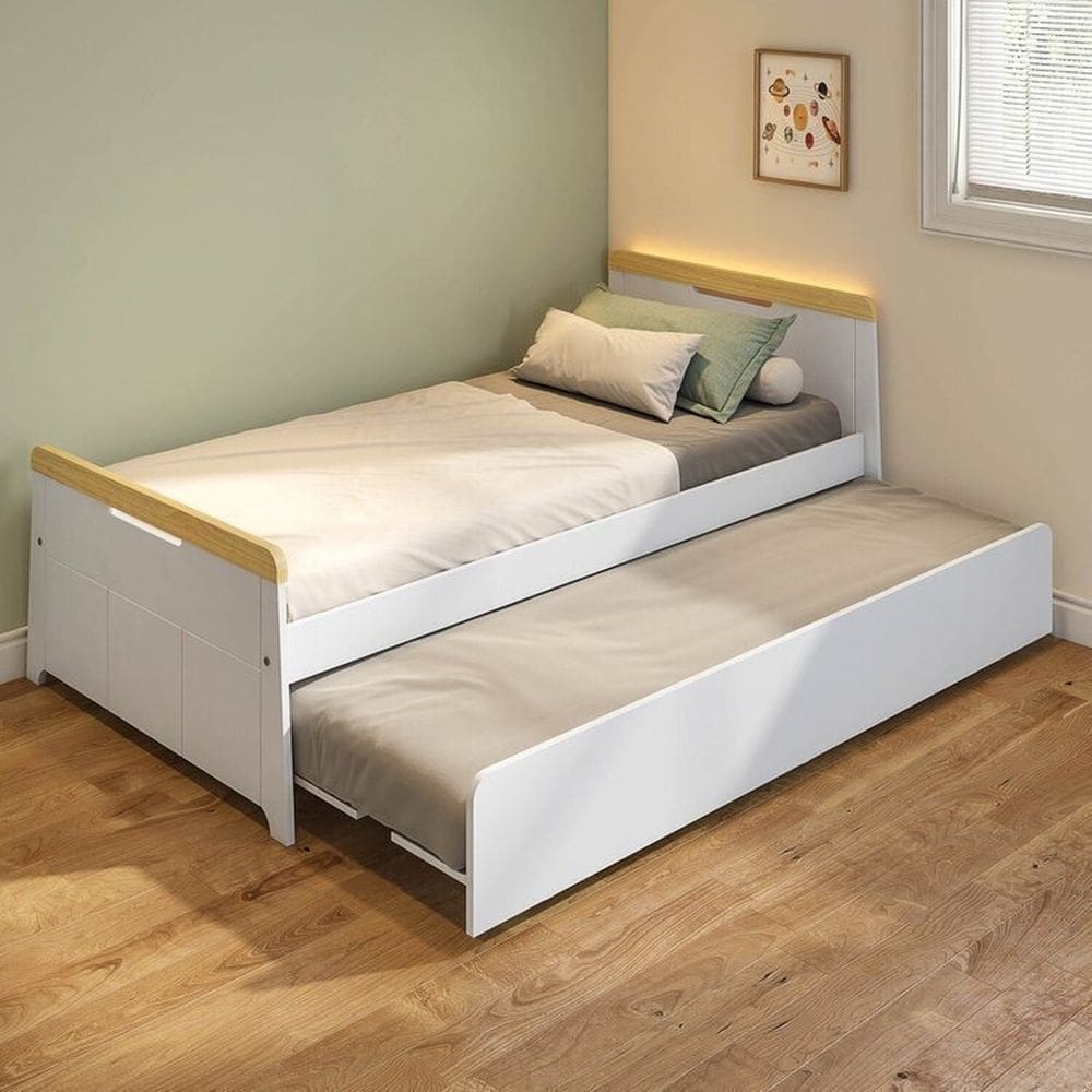 Bicama com Led na Cabeceira Petit Casatema Madeiraoriginals Branco/Mel