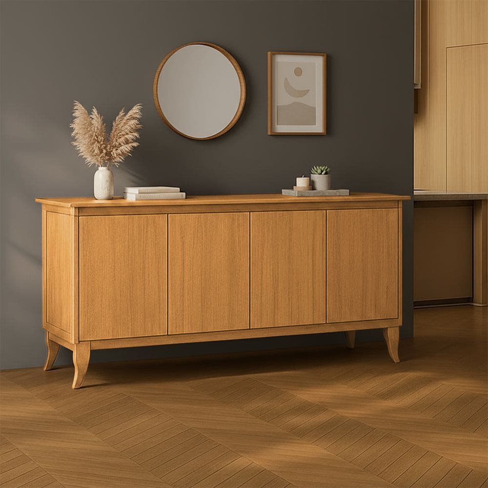 Aparador Buffet Monterrey Imbuia 4 Portas Vintage Design Retrô