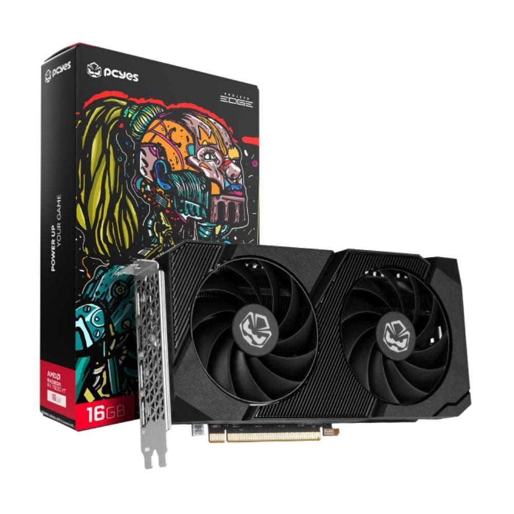 Placa de Video PCYES RX 7600 XT 16GB GDDR6 128Bits Projeto Edge Preto