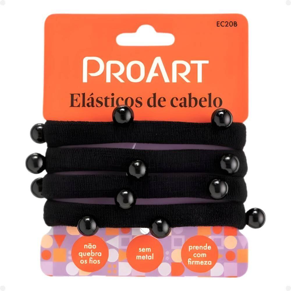 Elásticos De Cabelo Proart Cor Preto Com Bolinhas Ec20b
