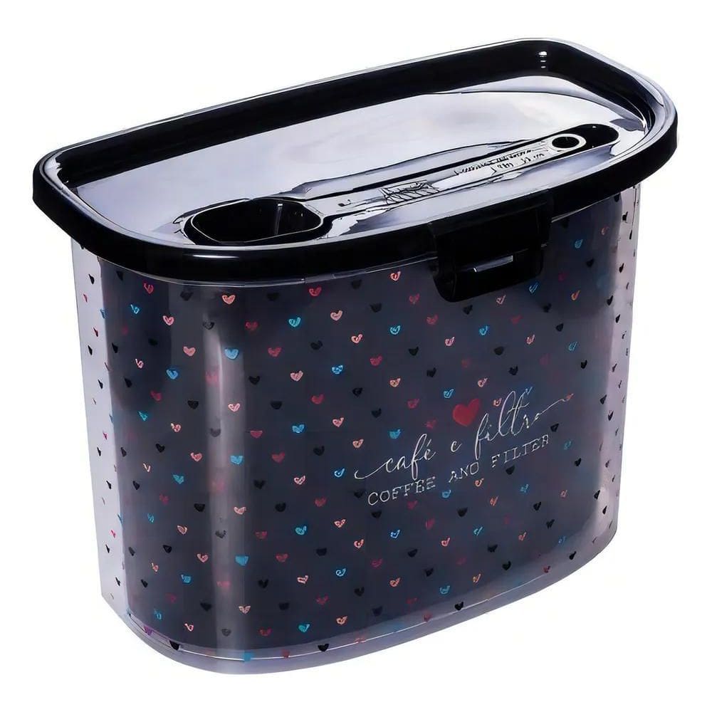 2X Pote De Café Com Colher Porta Filtro Papel Trava Tampa Fi