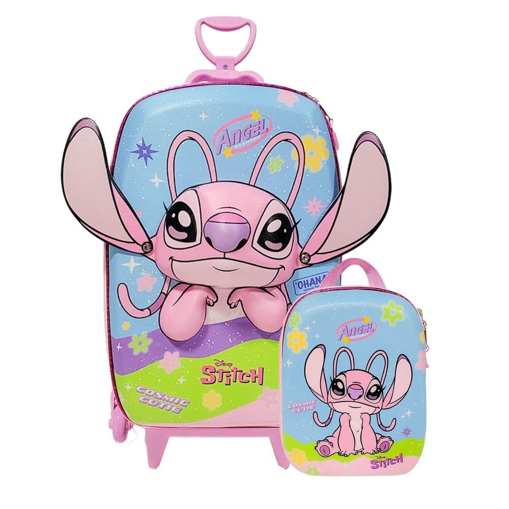 Mochila Rodas Triplas Angel Stitch 3D Lancheira Térmica