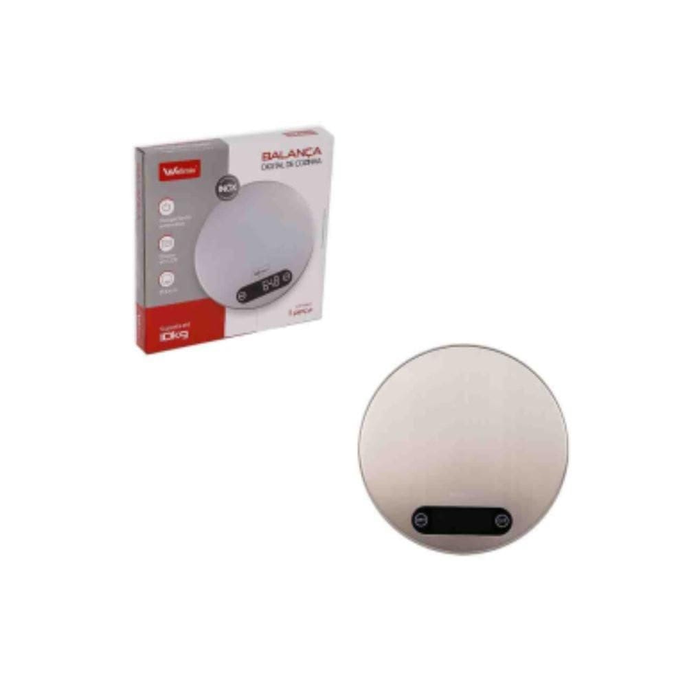 Balança De Cozinha Digital Redonda Inox 10Kg