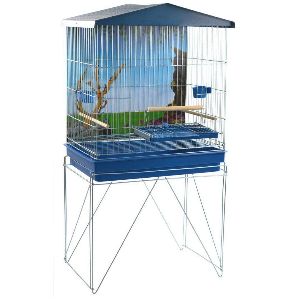 Viveiro Para Pássaros Dobrável Médio Duplex Azul