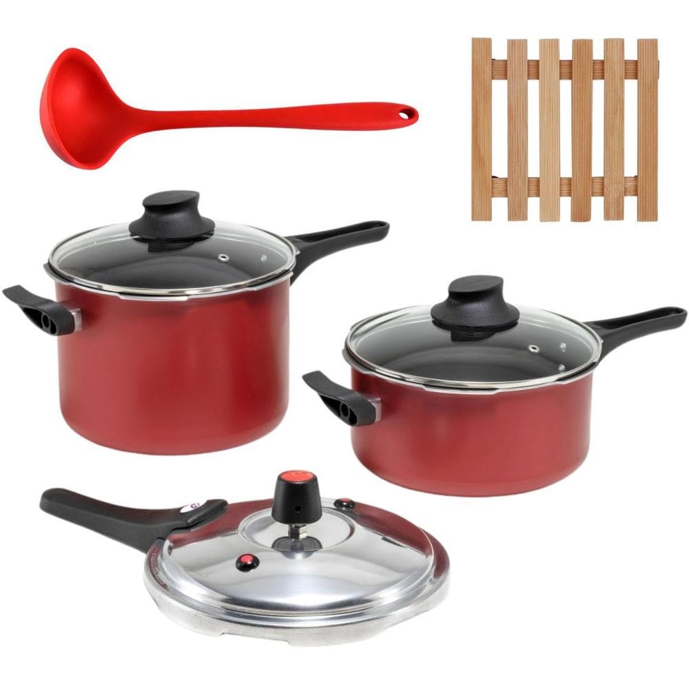 Jogo Panelas De Pressão 2 Em 1 + 02 Descansos + Concha