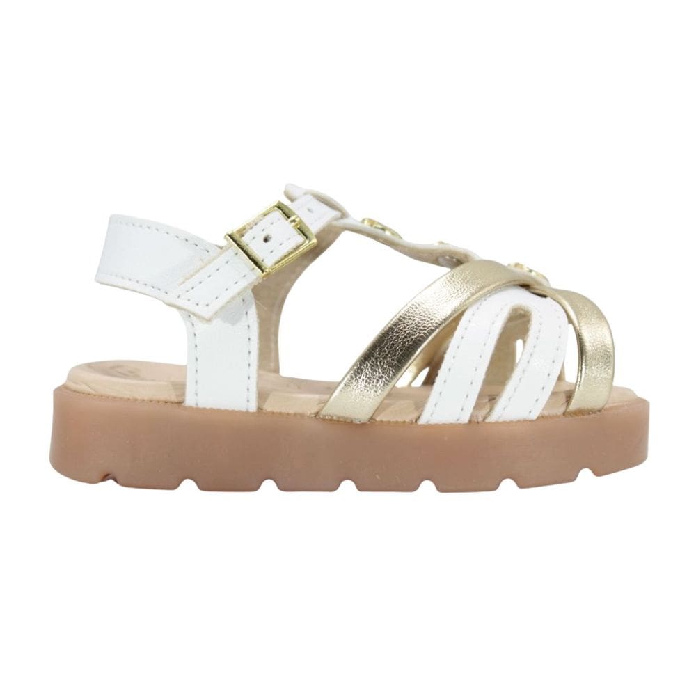 Sandália bb Molekinha Branco/Dourado