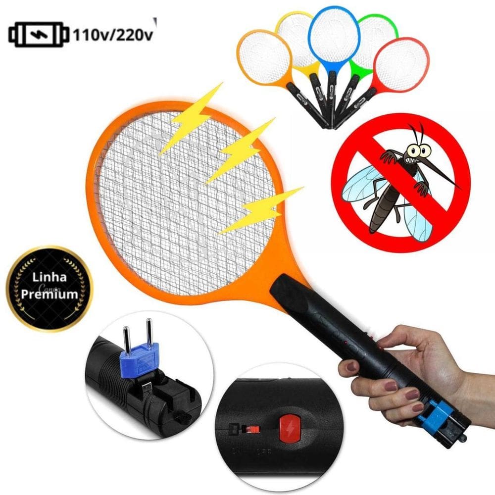 Raquete Elétrica Recarregável Para Afastar Moscas