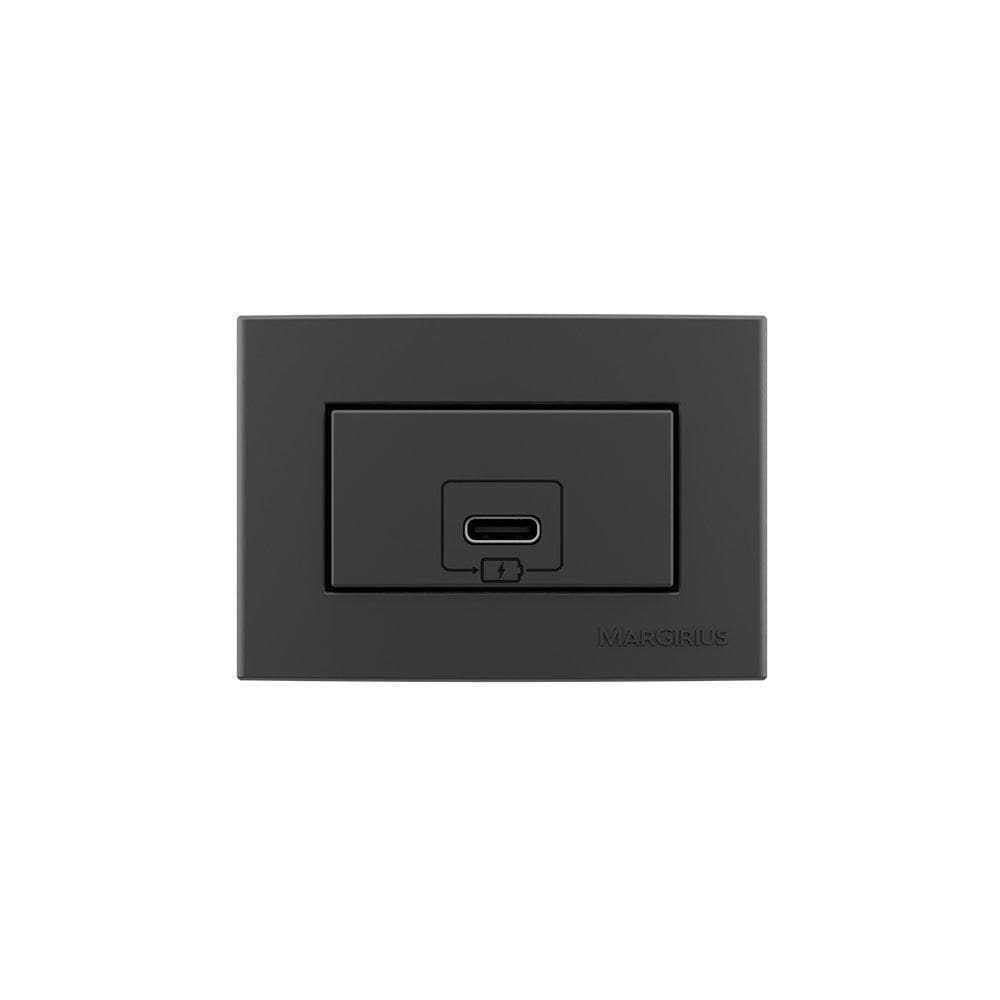Placa Móveis 65X45 Usb-C 2A+Tomada Margirius Sleek Grafite