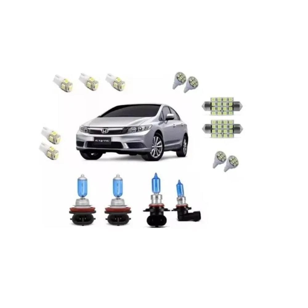 Kit Lâmpada Super Branca + Leds Honda New Civic 2013 A 2017