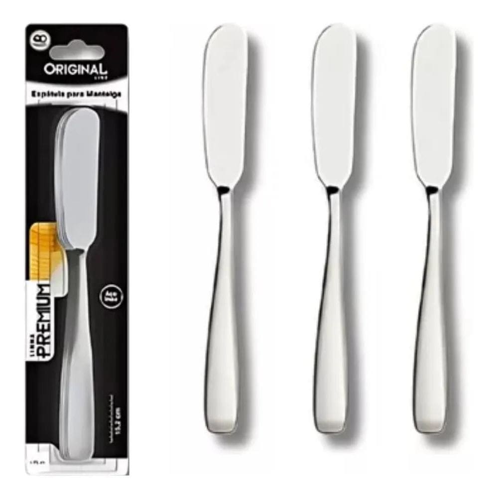 3X Espatula Manteiga Kit 6 Peças Aço Inox Gourmet P