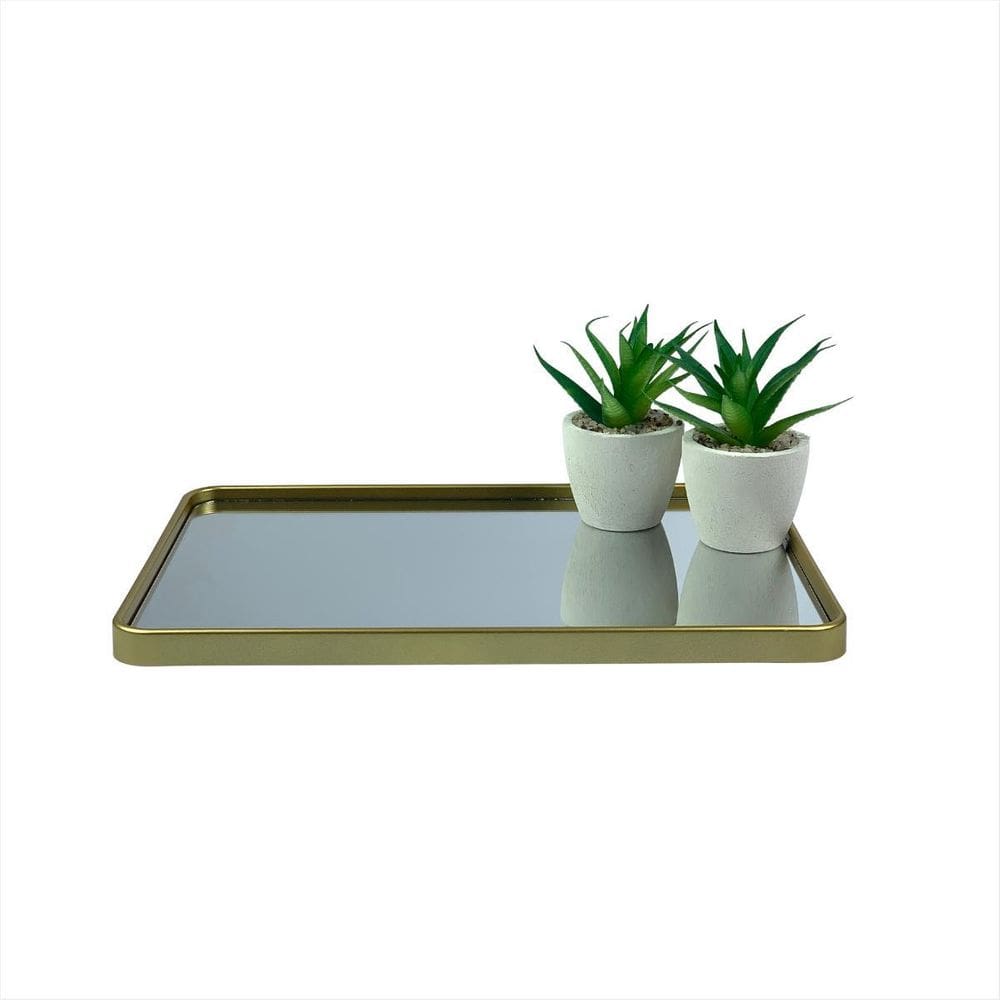 Bandeja Espelho Multiuso Porta Objetos Sala Banheiro Luxo