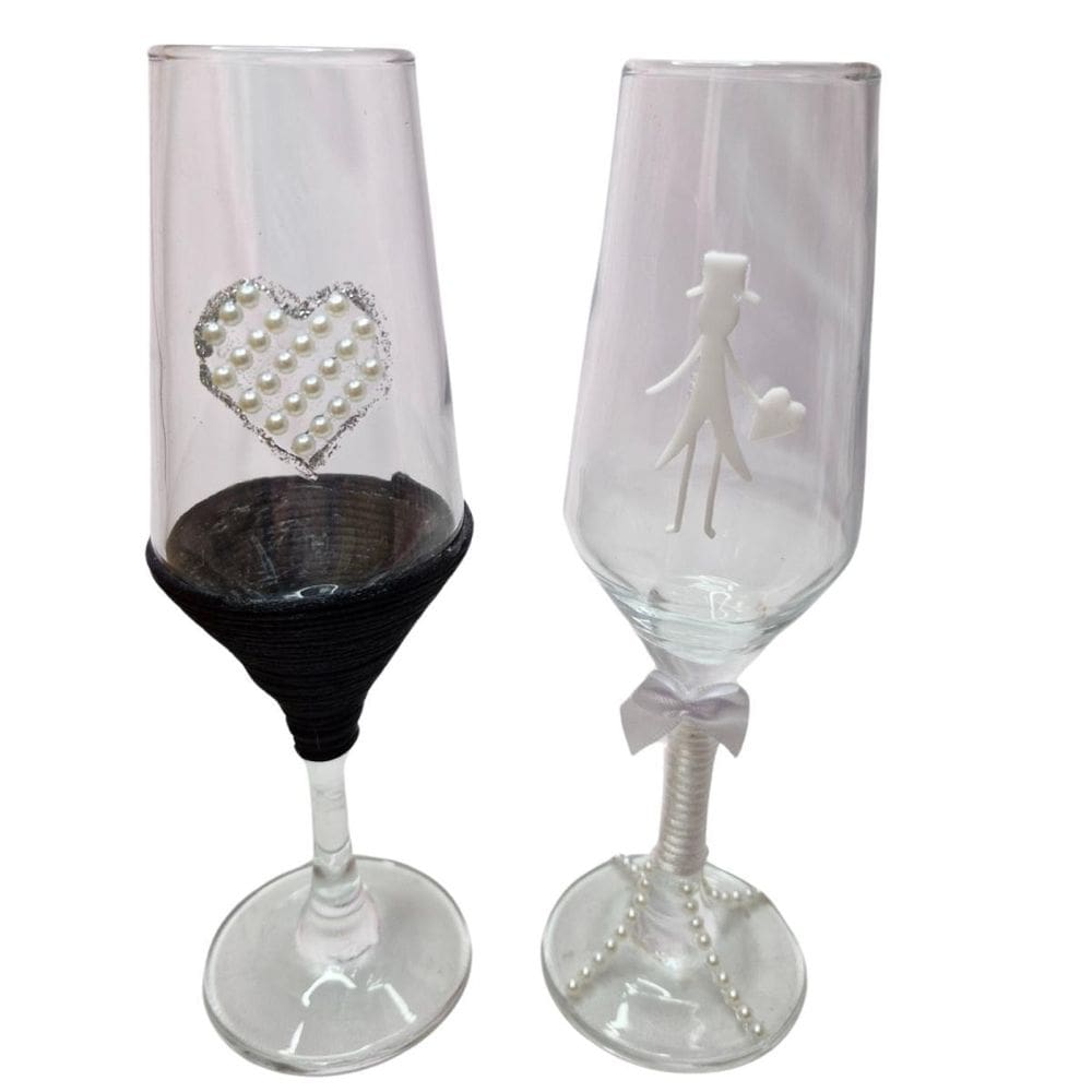 2 Taças Vidro Casamento Noivos  Presente Casal