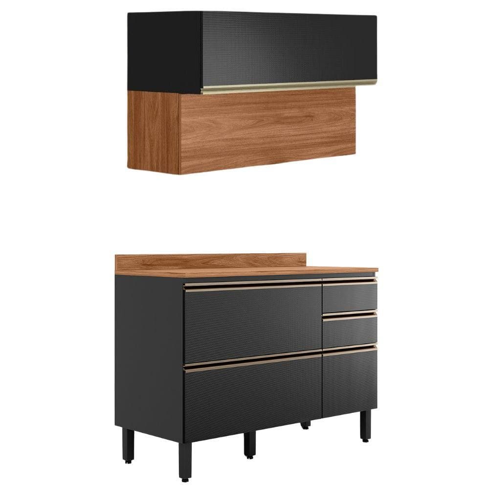 Balcao Com Tampo e Armario Aereo 120 cm Proenca Demartez