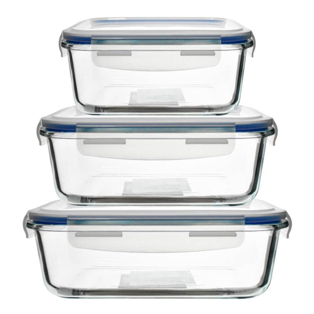 Jogo Potes Herméticos De Vidro Com Travas 3 Peças Vista Home