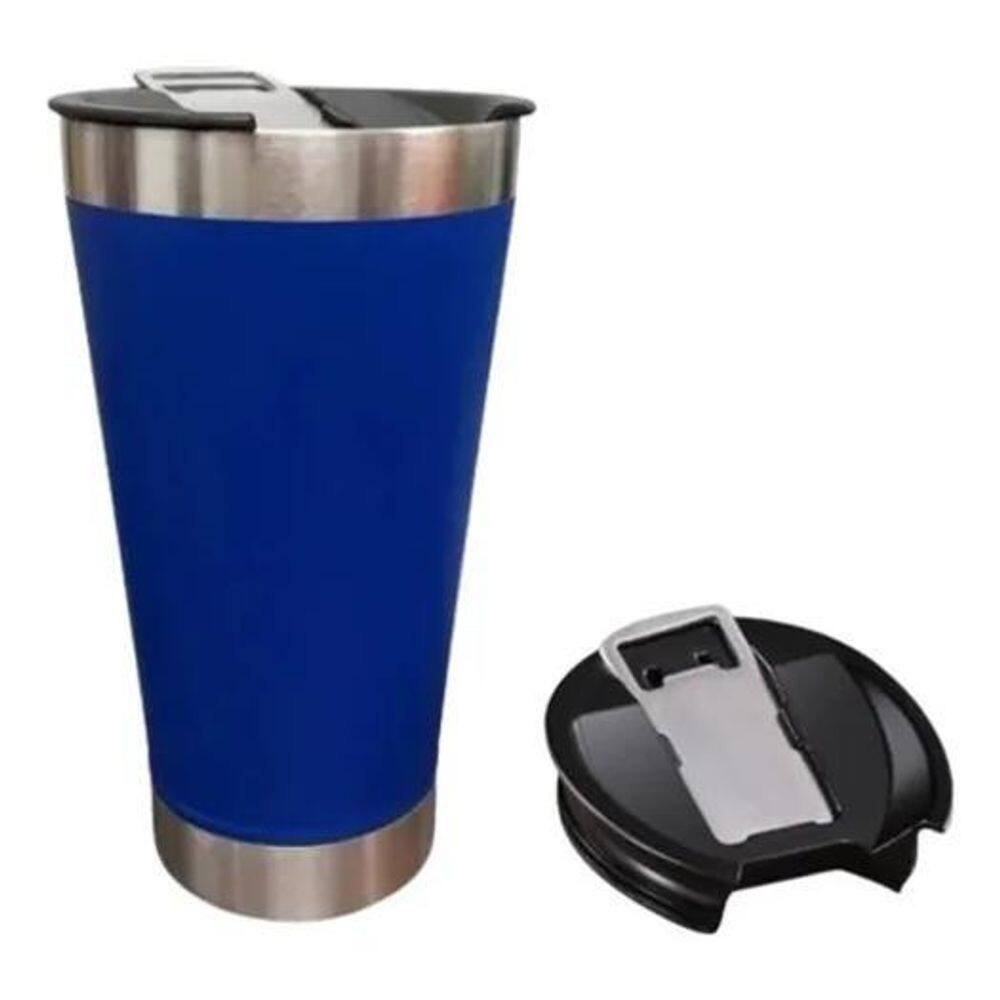 2X Copo Térmico Cerveja Chopp Inox Com Tampa E Abridor 473Ml