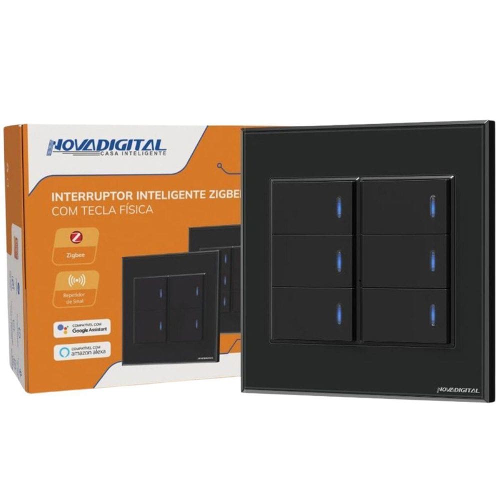 Interruptor Inteligente Zigbee 6 Teclas Física Novadigital