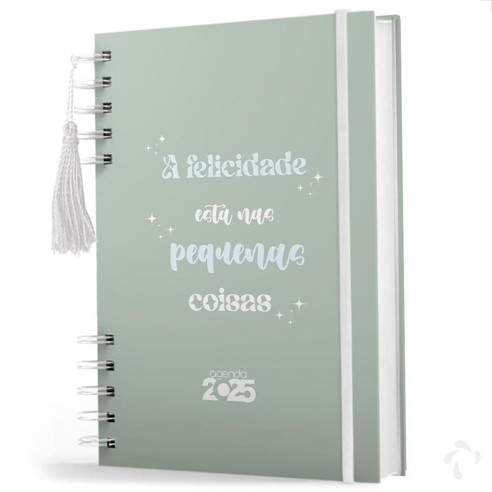 Agenda Coleção Frases Felicidade Cor Verde Com Capa Dura