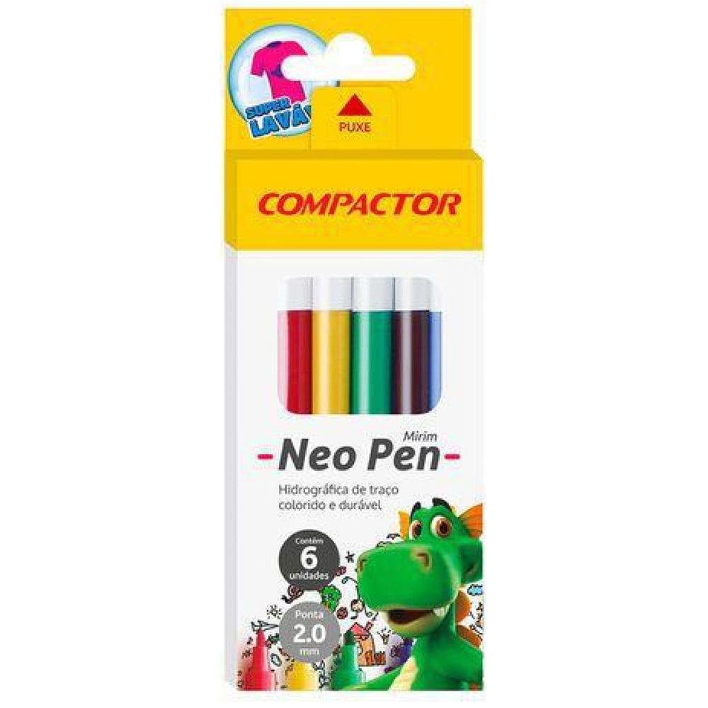Canetinha Hidrográfica 6 Cores Compactor Neo Pen Mirim
