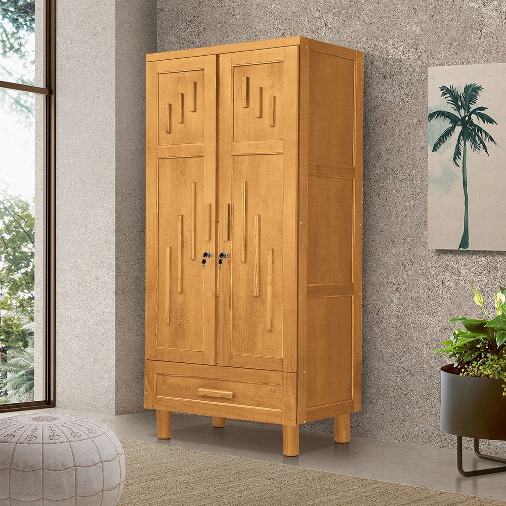 Guarda Roupa Roupeiro Modulado Munique Estrutura em Madeira Maciça Imbuia