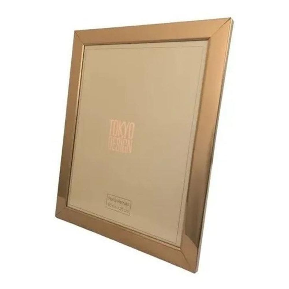 Porta Retrato 20X25 Aço Inox Moldura Prata/Rose Vidro Cor Ro