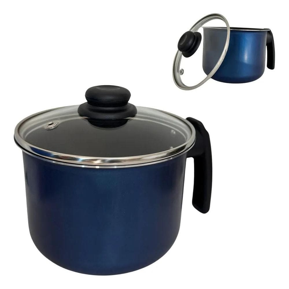 Canecao Leiteira Fervedor Antiaderente 14 Cm Tampa De Vidro
