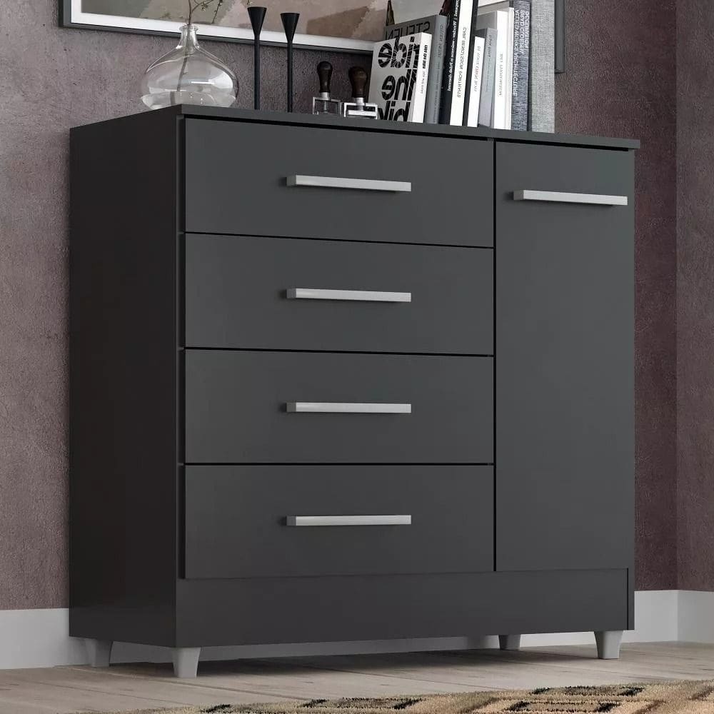 Cômoda 4 gavetas 1 porta - LAURA PRETO saimys