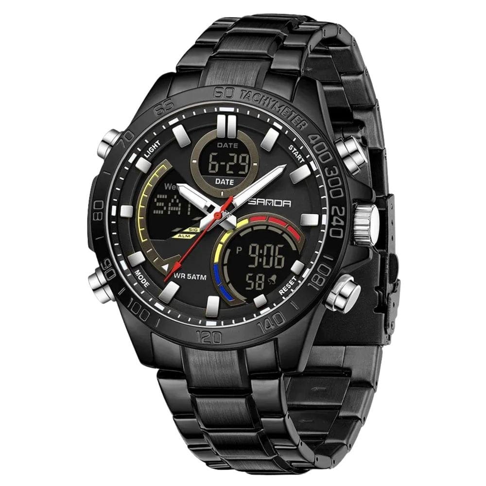 Relógio militar masculino de luxo, aço inoxidável 6269 sanda