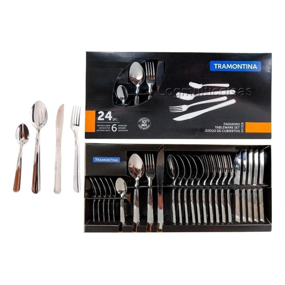 10X Faqueiro 24 Peças Buzios Inox 23799071 Tramontina Cor C