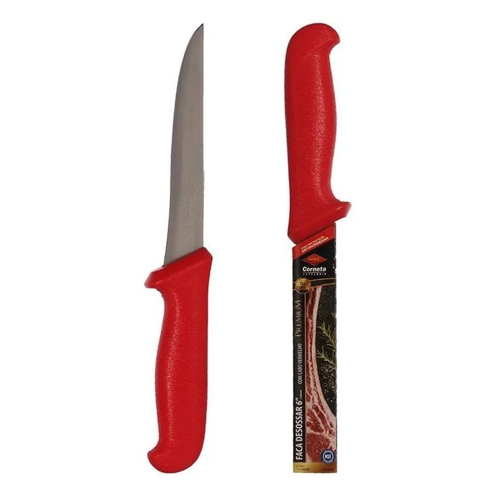 Faca Para Desossar 6 Pol Reta Premium Corneta Cor Vermelho