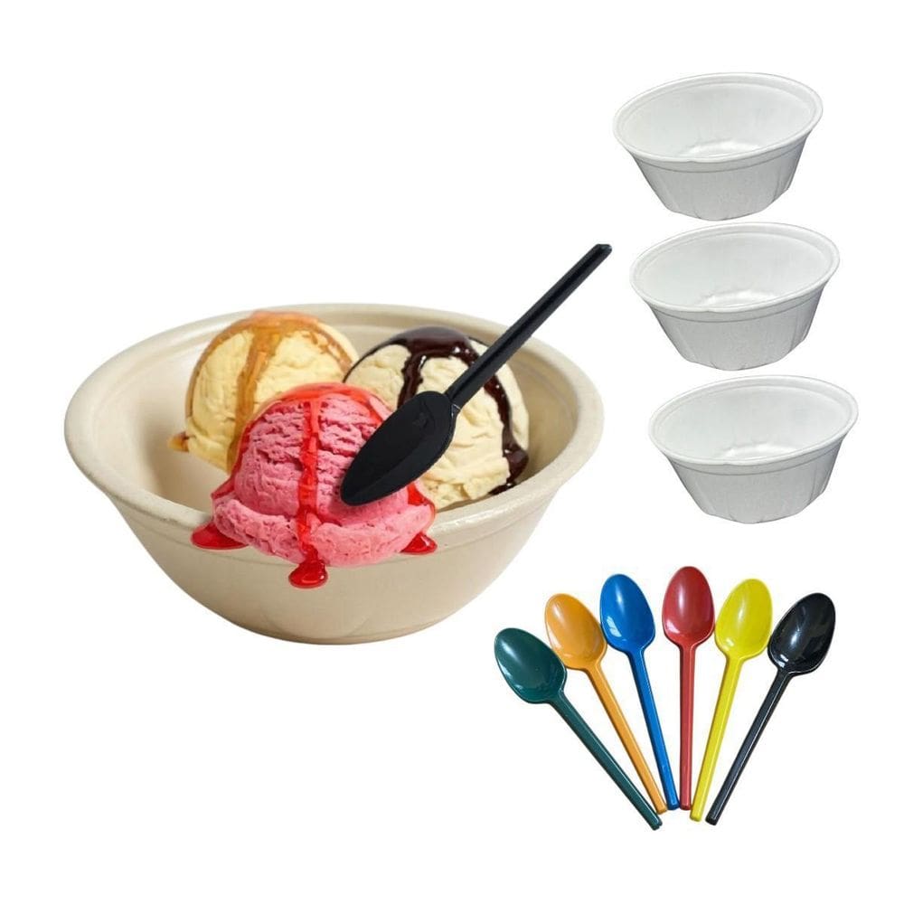 Kit Sorvete Açaí 400 Colheres +400 Cumbucas Isopor 200Ml