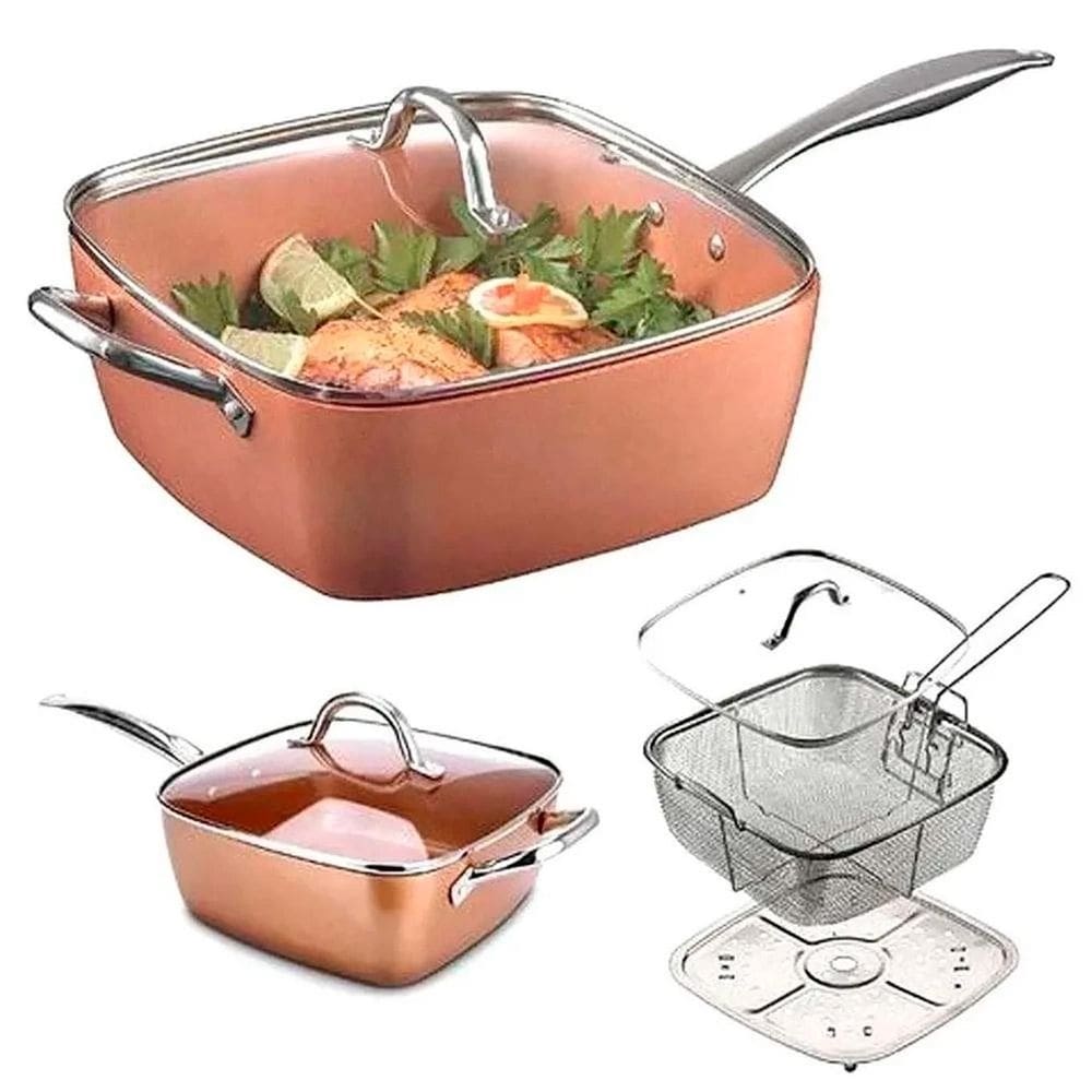 Panela Antiaderente 26 Cm Tampa De Vidro Gourmet