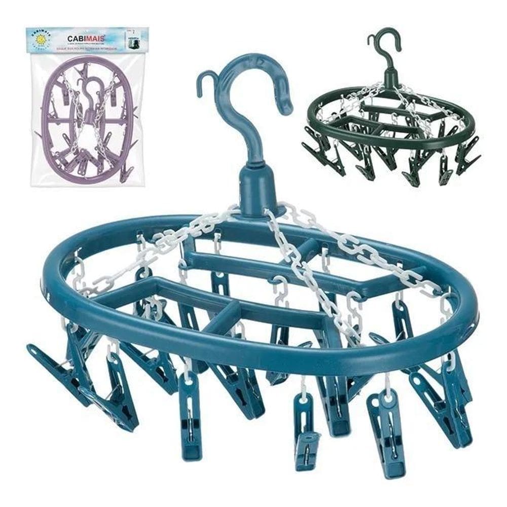 3X Varal Calcinha Cueca Meia Roupa Íntima Oval C/18 Prendedo