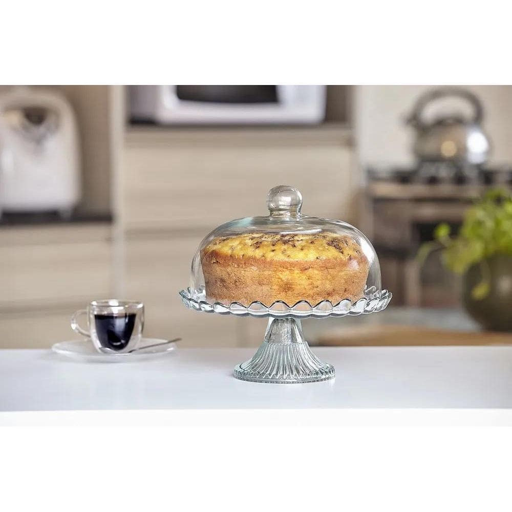 3X Petalas Boleira De Vidro Com Pé Mesa Posta Cafeteria Port