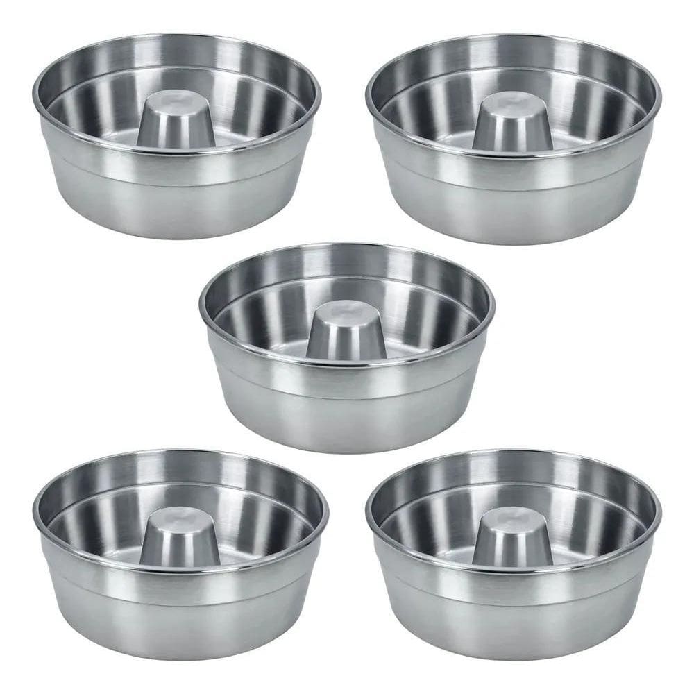 10X Kit 5 Formas N 22 Bolo Pudim Padaria Redonda Com Furo