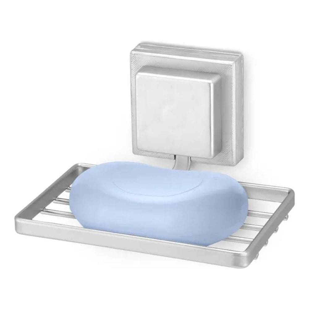 Porta Sabonete Aço Inox De Parede Com Adesivo 3M Cor Cromado