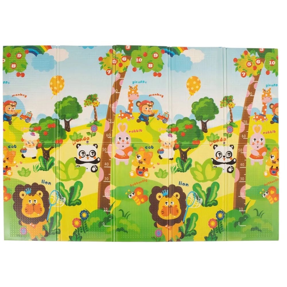Tapete Tatame Bebê Infantil Dupla Face Emborrachado Dobrável Impermeável Portátil 180x120cmx8mm - Selva / Trem