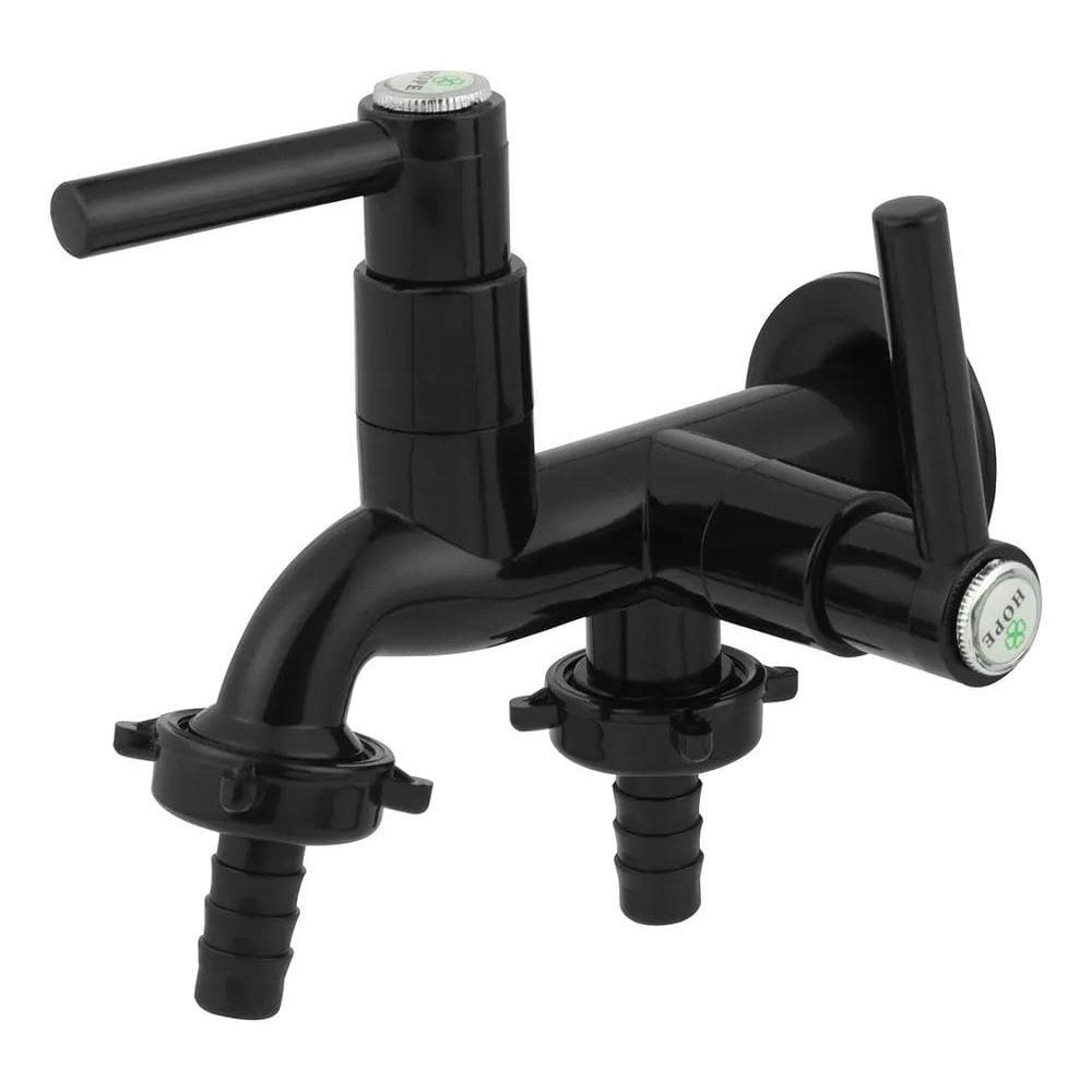 Torneira Máquina De Lavar Tanque 1/4 De Volta 2 Saídas Preto