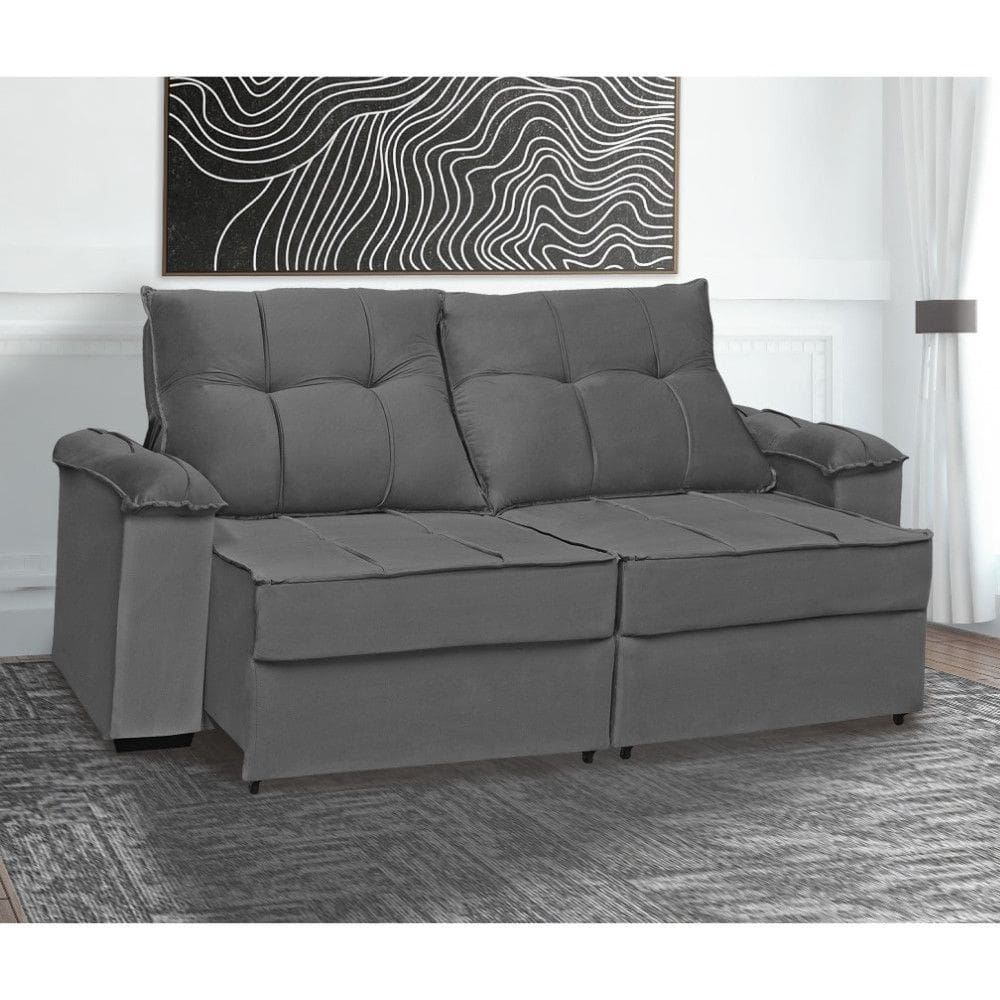 Sofá 3 Lugares Retrátil Reclinável 230cm Veludo Chile Maciel