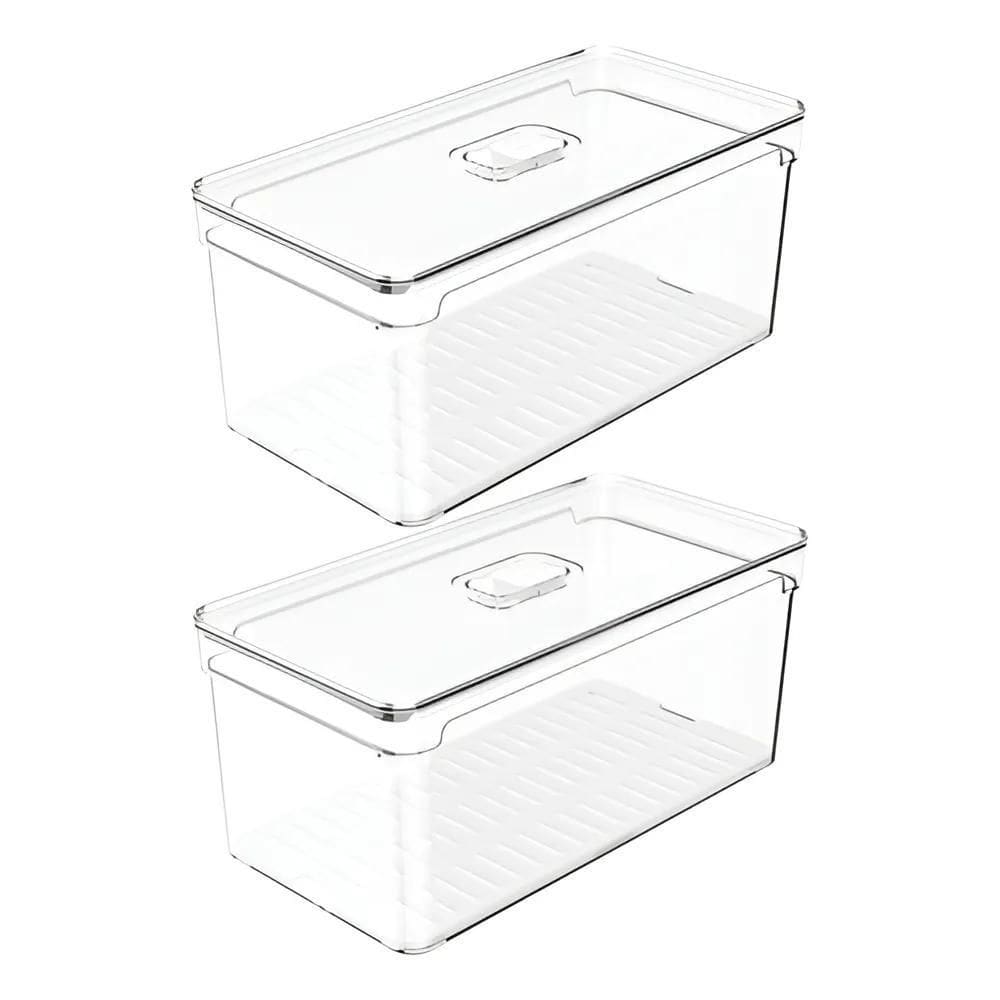 2 Organizadores De Geladeira 5L Porta Frutas Clear Fresh Ou