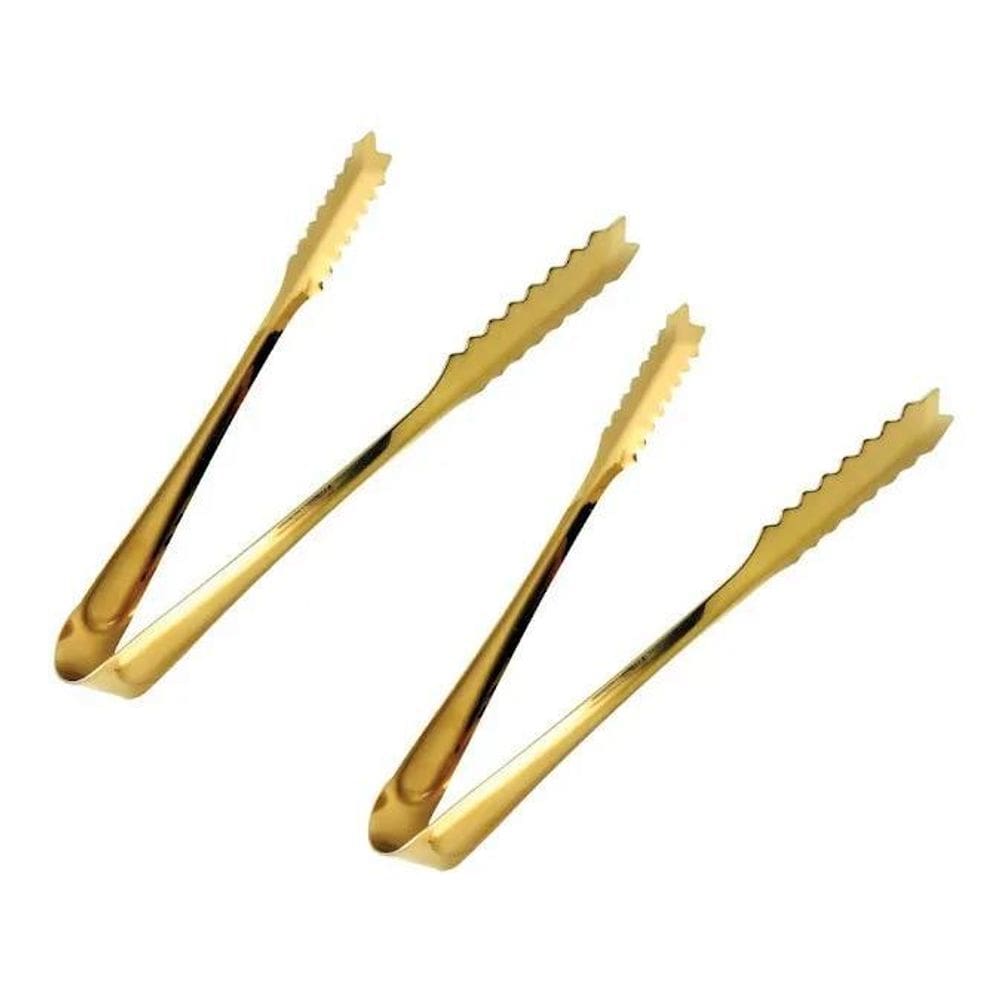 Pegador P/Gelo Aco Inox Dourado 2 Peças