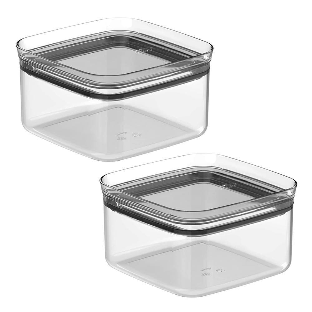 Kit 2 Pote De Temperos Condimento Hermetico 1L Ou Retangular