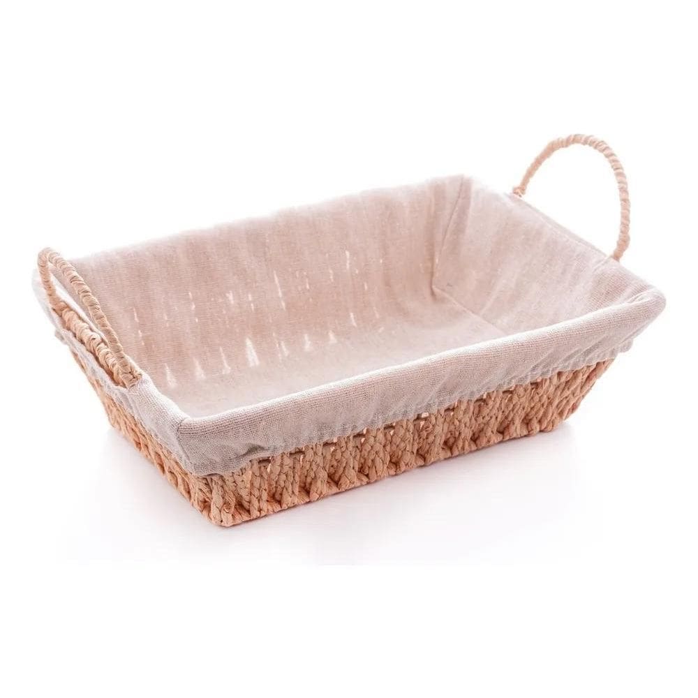 3X Cesta Com Alça Retangular Com Forro Em Tecido 29Cm Wolff