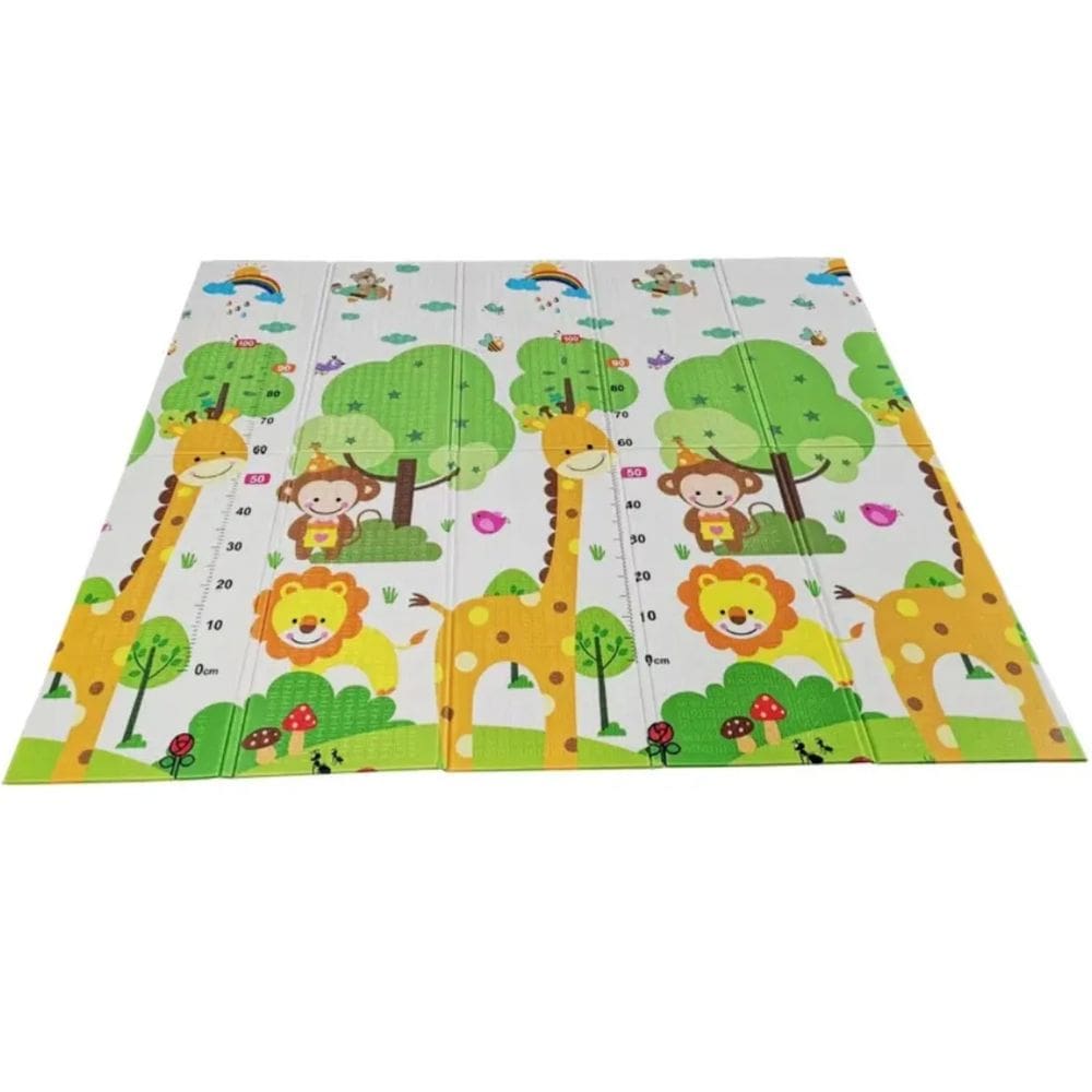 Tapete Tatame Bebê Infantil Dupla Face Emborrachado Dobrável Impermeável Portátil 180x120cmx8mm - Girafa / Trem