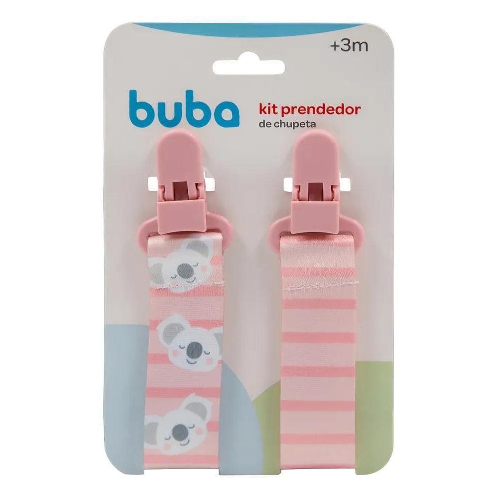 Kit 2 Prendedores De Chupeta Clipe Com Trava Bico Coala Ros