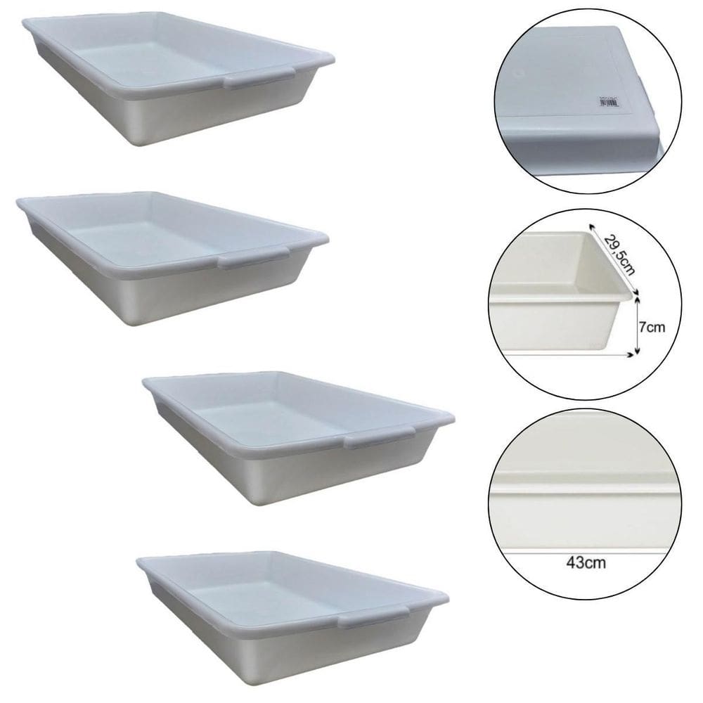 Kit 4 Bandeja Plástica Retangular 7 Lts Multiuso Organização