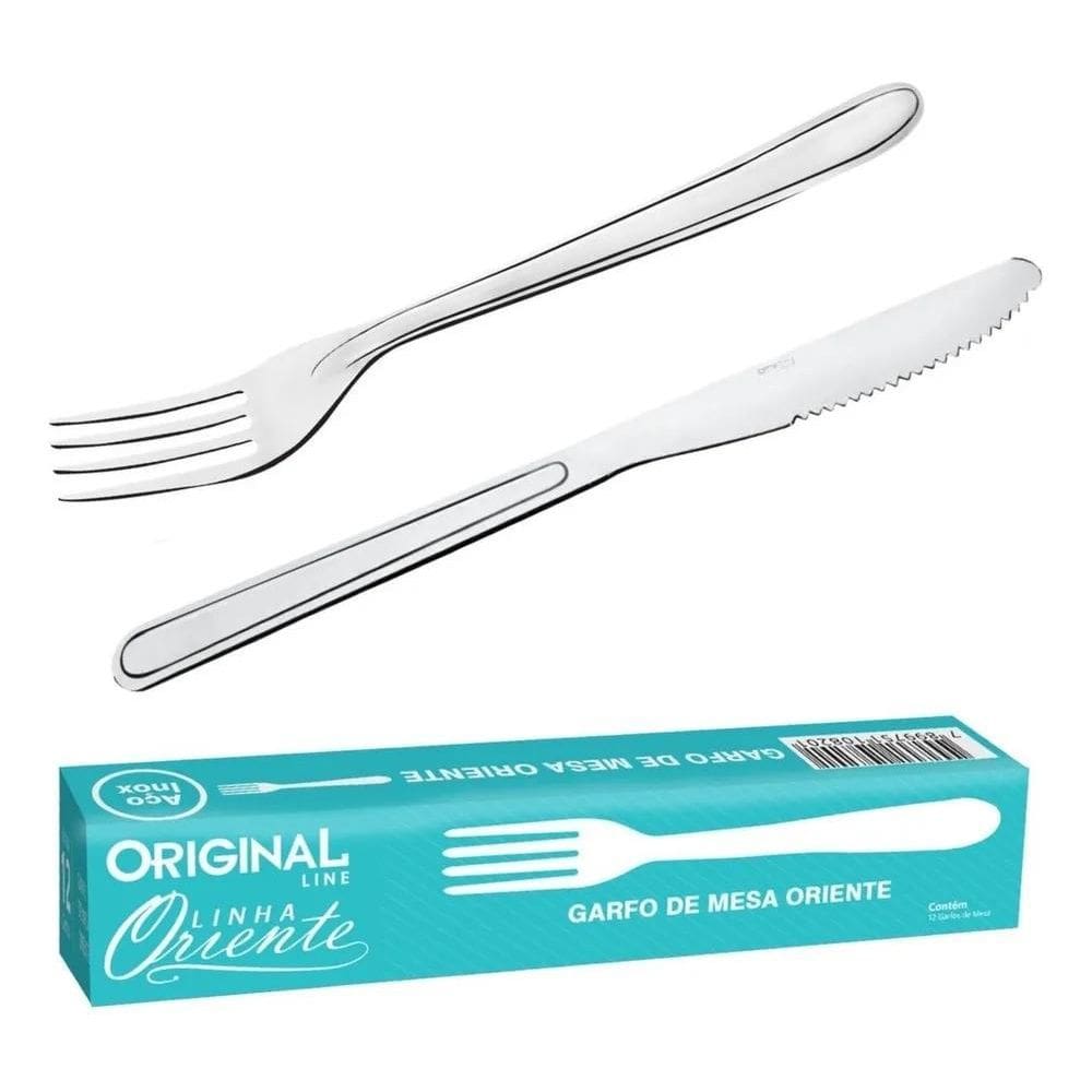 10X Jogo De Talheres 24 Peças Garfo E Faca Linha Oriente Aç