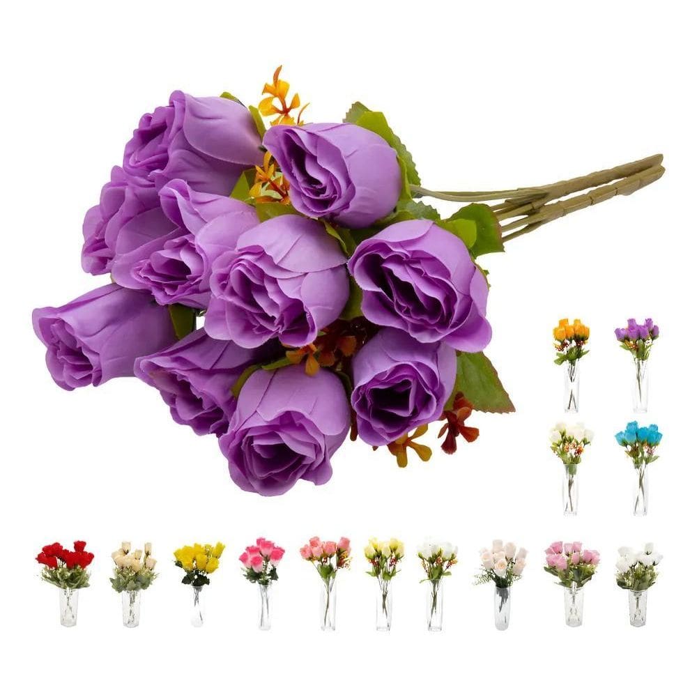 40 Botão Rosa 8 Buques Flor A Roxo Claro