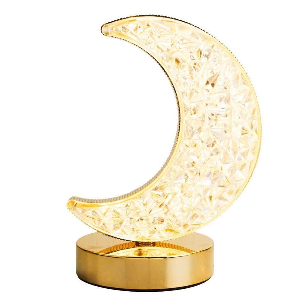 Luminária Abajur Luxuoso Cristal 3 Tons Luzes Lua 18.5Cm