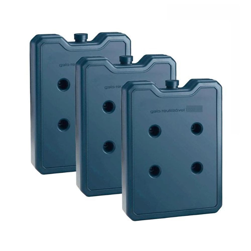 3 Gelo Placa Rígido Reutilizável Artificial Médio 500Ml