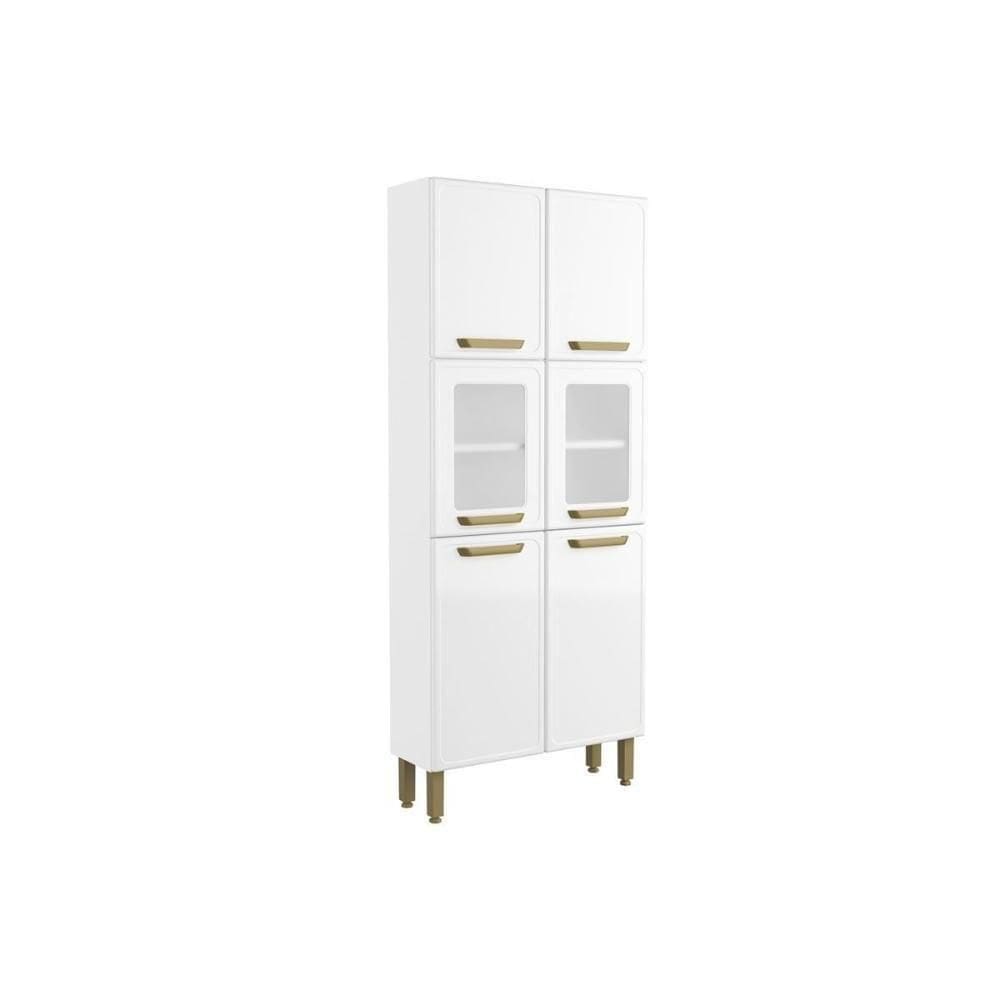 Paneleiro De Cozinha Bella C- 6 Portas (2 C- Vidro) 80cm Branco - Bertolini
